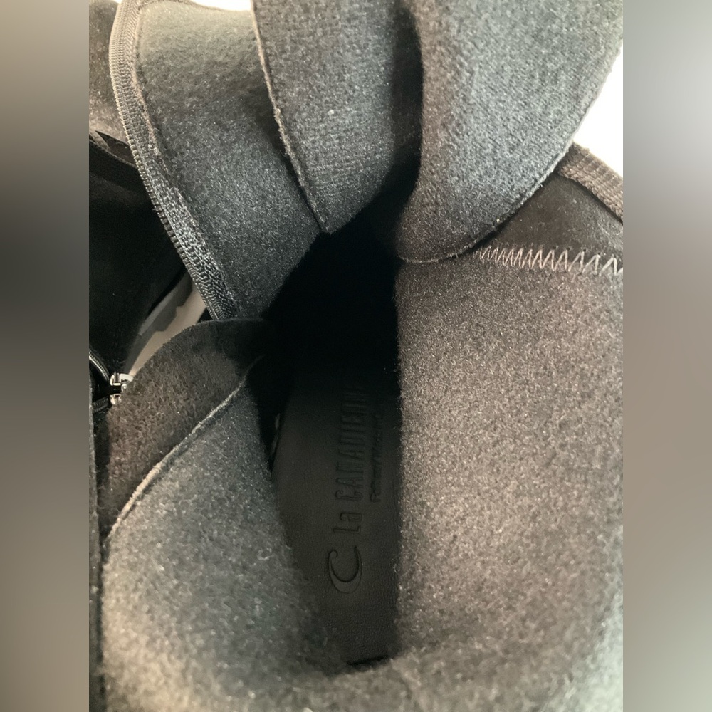 La Canadienne Parkera Women's Black Suede Lace Up Zip Casual Mid Boots - Picture 9 of 11